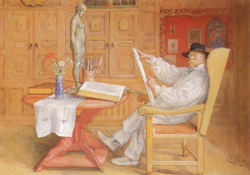 Carl Larsson self-portrait in the Studio China oil painting art